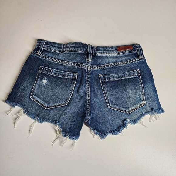 Blank NYC Distressed Frayed Denim Cutoff Shorts Little Queenie Blue Size 25 - Picture 11 of 11